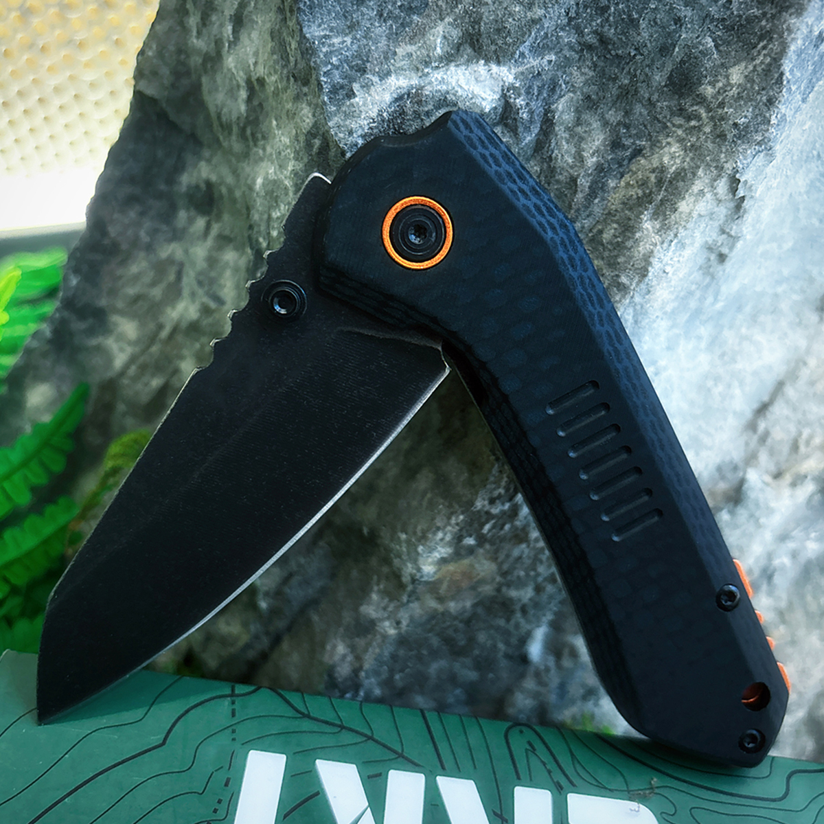 Hunting Outdoor Day - EDC Tool,Folding Pocket Knife, Stone-Washed Black