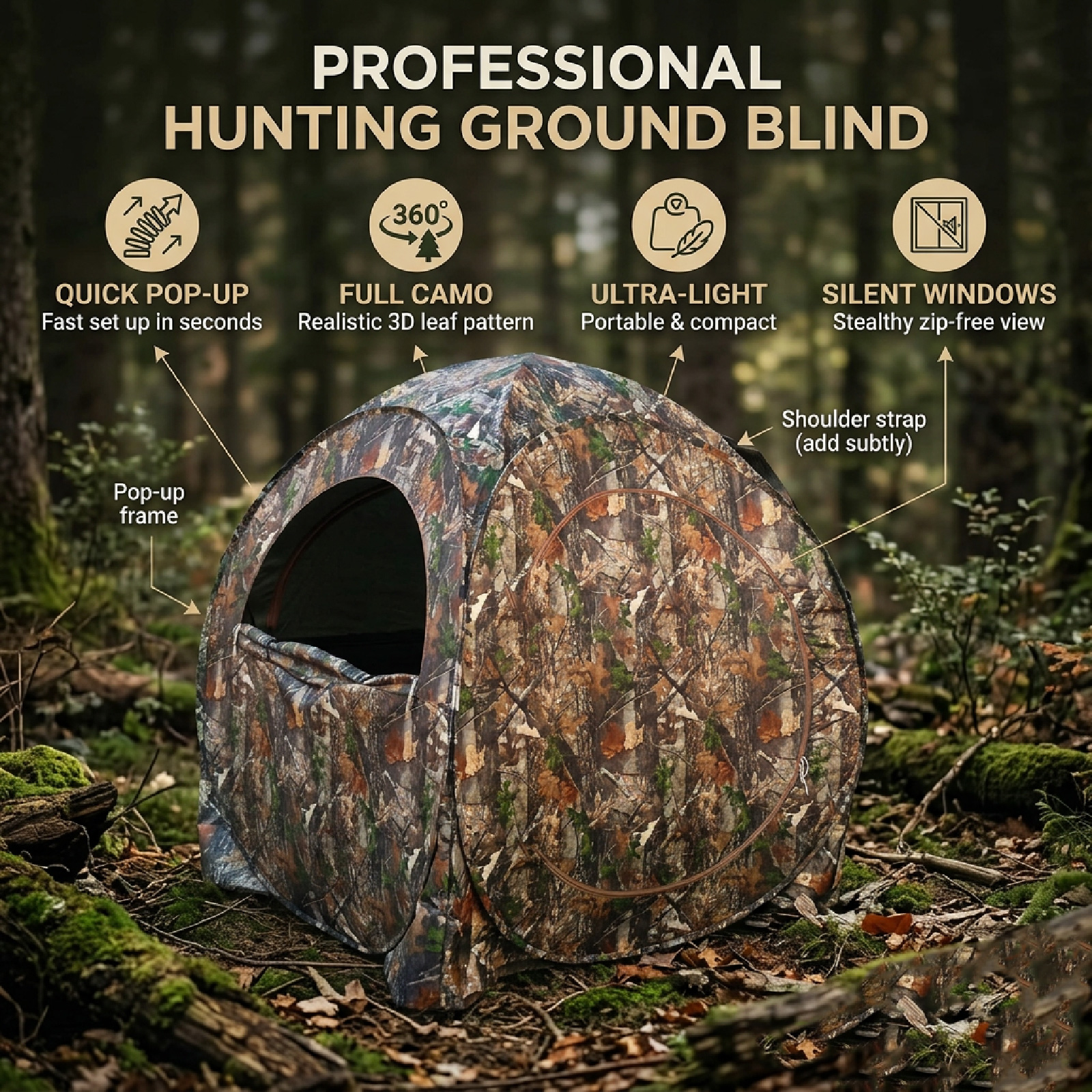 Camouflage Pop-Up Hunting Blin – Hunting & Outdoor Supplies Carterton Reviews recenzja i cena